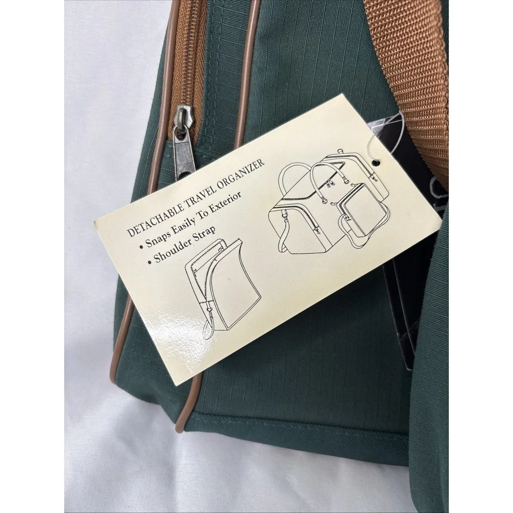 Vtg Outbrook Duffel Bag Set Green Canvas Suede Detachable Travel Organizer NEW